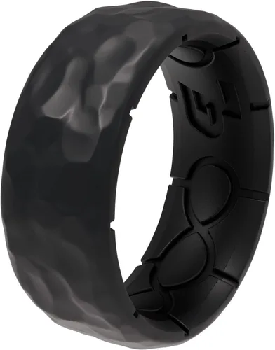 Miniatura 6 de Groove Life Zeus - Anillo de silicona martillado martillado de goma transpirable para hombres, cobertura de por vida, diseño único, anillo de ajuste