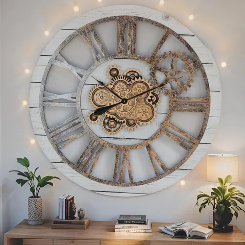 Miniatura 11 de ImprovingLife The Gears Clock - Reloj de pared con engranaje móvil real de 36 pulgadas, estilo vintage, industrial, de gran tamaño, rústico