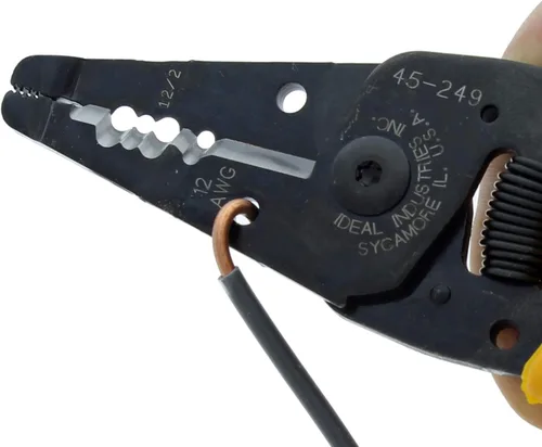 Miniatura 6 de IDEAL Electrical 45-249 12/2 NM T-Stripper - 2/12 AWG, pelacables con agujeros de bucle, nariz de alicate, apertura automática con resorte