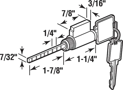Miniatura 2 de Slide-Co 1505 Cerradura de cilindro con llave para puerta corredera de cristal (paquete individual)