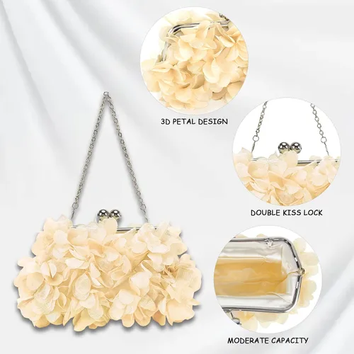 Miniatura 4 de Bolso de noche para mujer, pequeño bolso floral con cadena para boda, fiesta, baile de graduación
