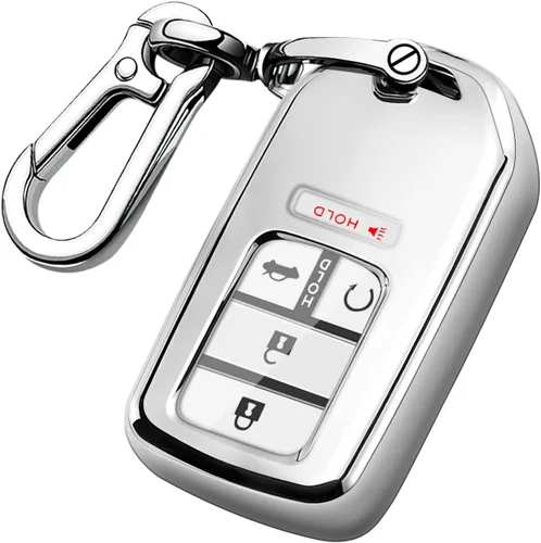 Miniatura 7 de QBUC Funda para llavero Honda con llavero, TPU suave, protección completa, compatible con Honda Accord Civic CRV HRV Pilot Odyssey Passport Smart