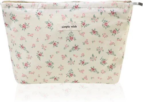 Miniatura 42 de Wudygirl Bolsa de maquillaje de lona para mujer, organizador estético de maquillaje, bolsa de maquillaje de viaje, bolsa de aseo para bolso, bolsa