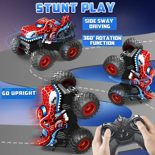 Miniatura 3 de Camión Monstruo a Control Remoto, 2.4Ghz Spider Rc Juguetes de Camión Monstruo Autos Recargables para Niños con Música, Efecto de Iluminación