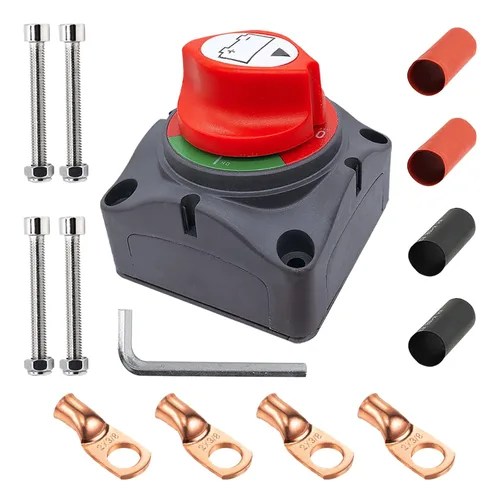 Ampper - Interruptor de desconexión de batería 12V - 48V, interruptor de desconexión de batería marina con terminales para cortar la alimentación y