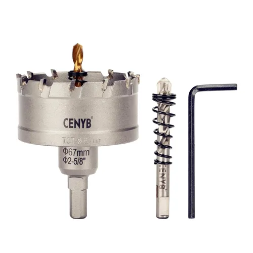 Miniatura 41 de 10 piezas (16-54 mm) Kit de sierra perforadora de carburo TCT para metales duros. Incluye 2 brocas de titanio, 1 broca piloto escalonada y 2 llaves