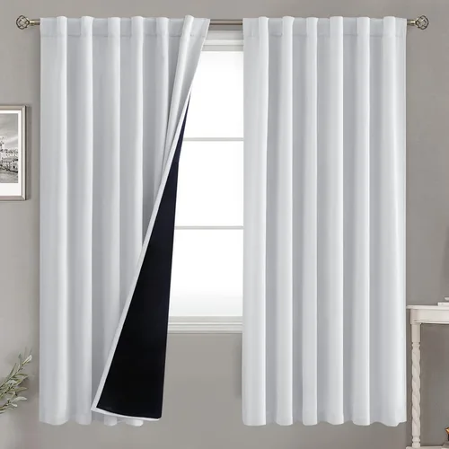 Miniatura 11 de BGment Cortinas 100% opacas beige de 63 pulgadas de largo con forro aislante térmico, bolsillo para varilla y lengüeta trasera de doble capa