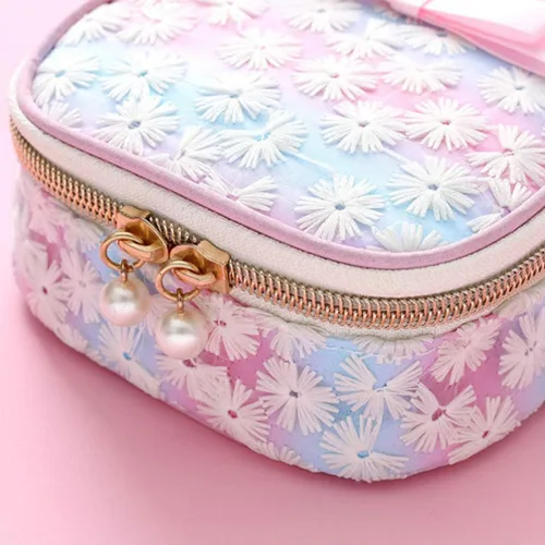 Miniatura 2 de EXCEART Bolsa de almacenamiento de servilleta sanitaria bordada de malla con cremallera, bolsa organizadora compacta para viajes, uso al aire libre
