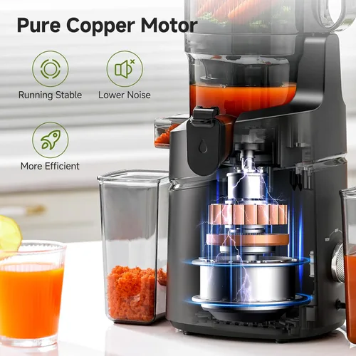 Miniatura 6 de AMZCHEF Máquinas exprimidoras, exprimidor de prensa fría extra de 5.8 pulgadas para verduras y frutas enteras, máquina extractora de jugo