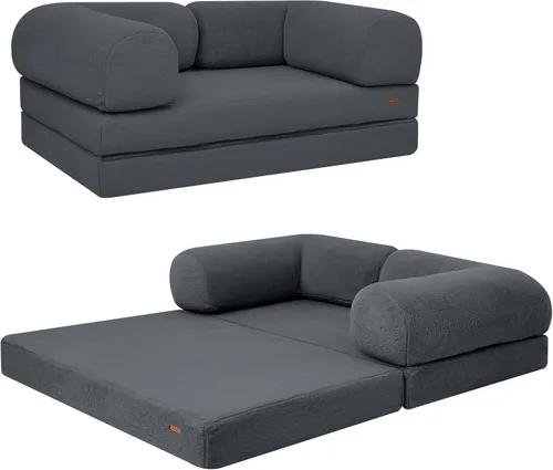 Miniatura 11 de COMAX Sofá Cama Convertible Queen, Sofá de Piso Plegable de Pana Sofá Cama Extraíble Futón Sleeper con Almohadas, Sofá Plegable Sin Estructura