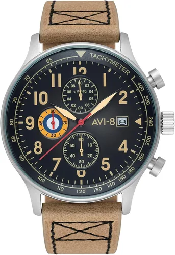 Miniatura 19 de Reloj analógico AV-4011 Hawker Hurricane, con mecanismo de cuarzo japonés, con correa de piel, de AVI-8