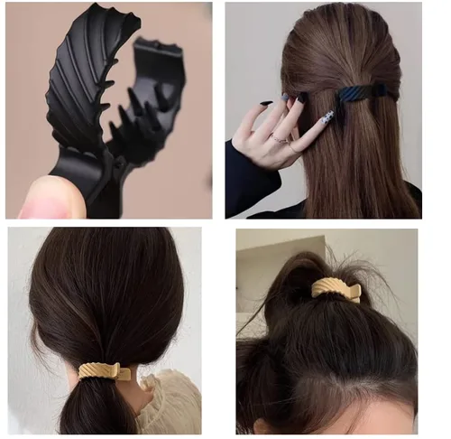 Miniatura 3 de 2 pinzas para el pelo de cola de caballo alta, con hebilla de cola de caballo mate, pinzas para el cabello redondas, dentadas pequeñas, mate