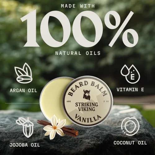Miniatura 2 de Striking Viking Bálsamo para barba para hombres, 2 onzas, aroma a vainilla, hidratante y acondicionador de barba para hombres que suaviza y nutre