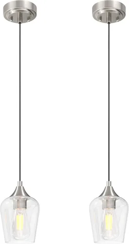 Miniatura 11 de VONLUCE Lámpara colgante para isla de cocina, lámpara colgante negra mate con base E26 y cable ajustable, iluminación colgante moderna con pantalla