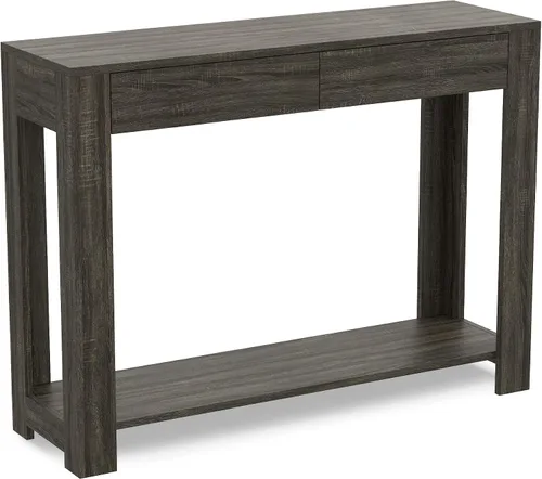 Miniatura 5 de Safdie & Co. - Mesa consola de color gris pardo oscuro con estante, mesa de pasillo rectangular con cajones, uso como mesa de entrada, escritorio