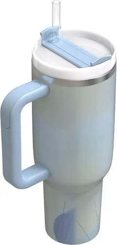 YOUEXPERT Vaso de 40 onzas con asa y pajilla, vaso con tapa y pajita, vaso de acero inoxidable para automóvil, deportes al aire libre, regalo de