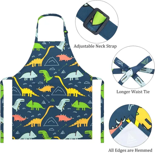 Miniatura 6 de Delantal para niños, delantal unisex con correa ajustable para el cuello, delantal de cocina para cocinar, pintar y hornear