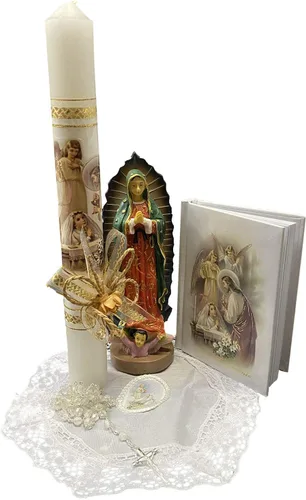 Lito - Juego de velas para niñas, color blanco, para la primera comunión con figurita, color blanco