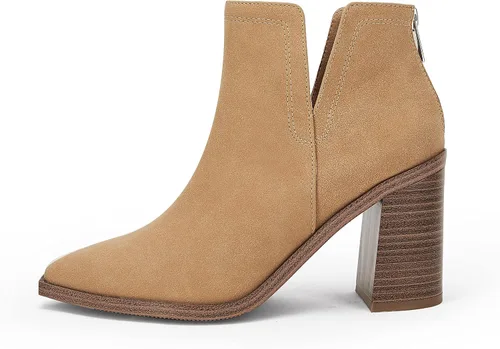 Miniatura 2 de Botines de tacón medio apilados para mujer, con cremallera trasera, puntera puntiaguda, botines acogedores