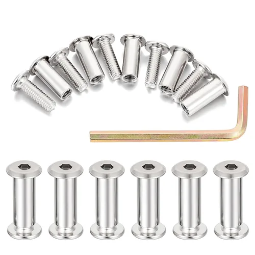 Miniatura 8 de Juego de 25 tornillos de metal para muebles M6x15mm Silver para muebles, juego de brocas hexagonales métricas, tornillos de cubierta de metal