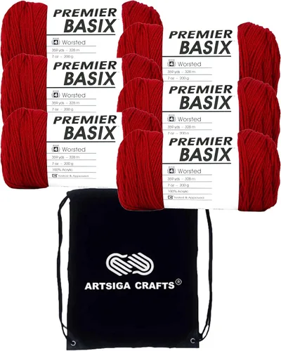 Miniatura 8 de Premier Yarns Basix White 1115-01 (3 madejas, el mismo lote de tinte) hilo acrílico mediano #4 para ganchillo y tejer con bolsa de proyectos