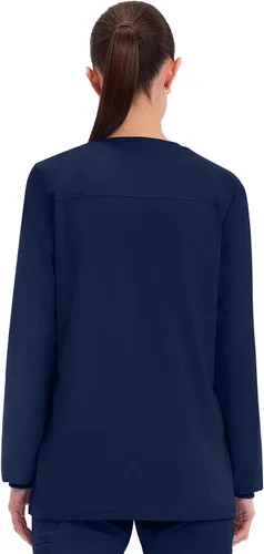 Miniatura 3 de Cherokee WW340 - Chaqueta de uniforme médico para mujer, con cierre frontal, 3 bolsillos, resistente a la decoloración, elástica en 2 direcciones
