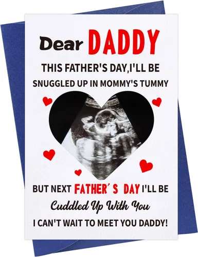 WaaHome Tarjeta del primer día del padre para nuevo papá, de bebé, hija, hijo, divertida tarjeta de regalo para el primer día del padre para primera