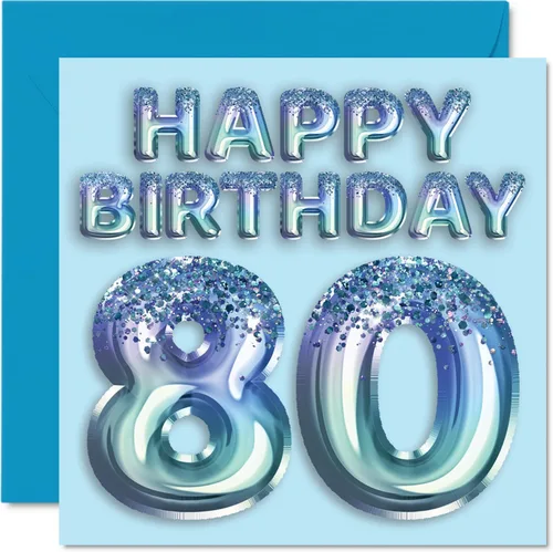 Miniatura 184 de Stuff4 Tarjeta de primer cumpleaños para niños, globo de fiesta con purpurina azul, tarjetas de feliz cumpleaños para niño de 1 año, nieto, hijo, 57
