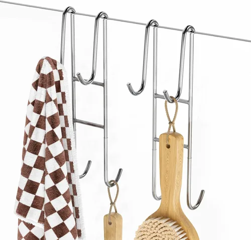Miniatura 10 de Cerbonny Ganchos para puerta de ducha, paquete de 2 ganchos dobles para toallas de baño, puerta de ducha de vidrio sin marco, colgador de baño