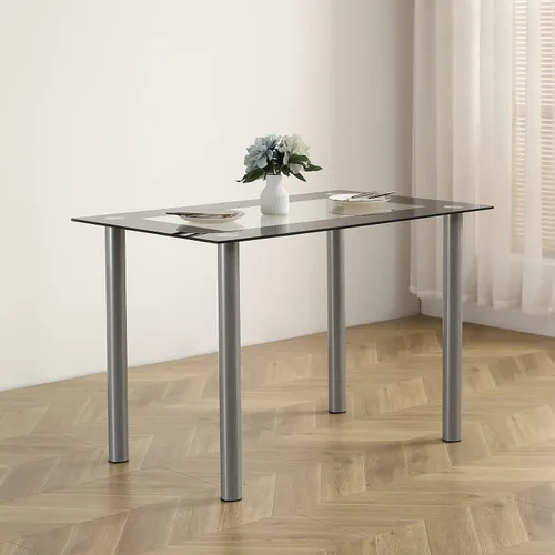 Karl home Moderna mesa de comedor de vidrio templado, mesas de vidrio para cocina y comedor con 4 patas de metal de alta resistencia, capacidad de
