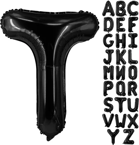 Miniatura 25 de Lovoir Globos grandes de 40 pulgadas con letras B negras de gran tamaño, globo de helio de aluminio de Mylar para decoración de fiesta de Letra B