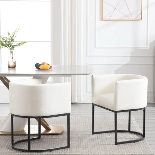 Miniatura 35 de RIVOVA Silla de Comedor Tapizada, Sillón Lateral Moderno Tipo Barril Tapizado, Sillas de Comedor Tapizadas, Cómodo Sillón, Silla Lateral de Cocina