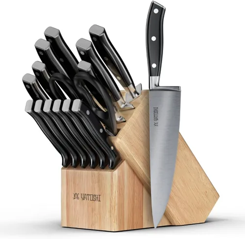 Miniatura 16 de Yatoshi Knives Juego de Bloques de Cuchillos de Cocina Magnéticos - Cuchillos Japoneses de Acero VG-10 de Alto Grado de 67 Capas, Afilados, Mango