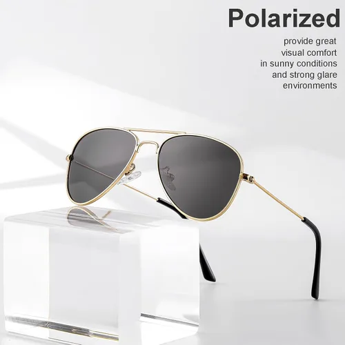 Miniatura 173 de Gleyemor Lentes de sol polarizados estilo aviador para niños y niñas, jóvenes, adolescentes, dos tamaños de 1.969 in y 2.047 in