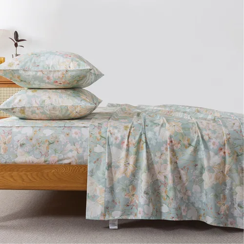 Miniatura 55 de FADFAY Juego de sábanas de cama con estampado floral amarillo, de algodón, tamaño King, suaves, transpirables, estilo Shabby Coquette, con bolsillo