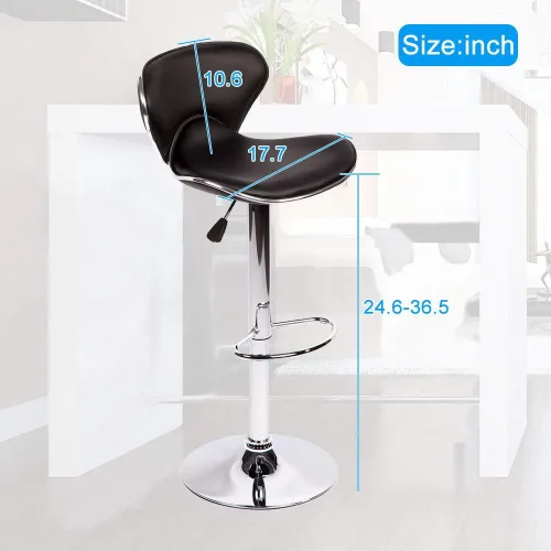 Miniatura 2 de Taburetes de bar Taburete giratorio de altura ajustable con parte trasera de cuero sintético duradero moderno alto comedor silla bar taburete