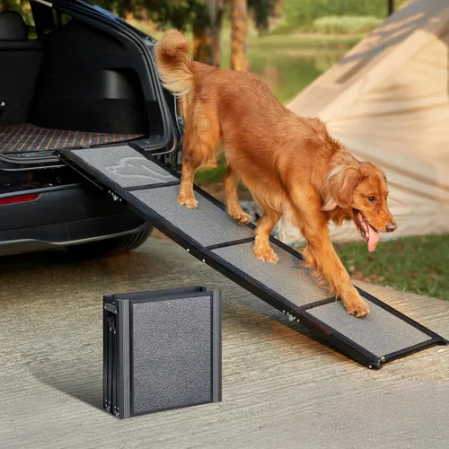 Miniatura 8 de PetThem Rampa para Perros para Coche de 71'' Extra Larga y 17.2" de Ancho, Rampas Plegables para Perros Grandes con Superficie de Alfombra