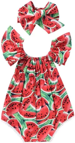 VJRQM Baby Girl Short-Sleeved Jumpsuit Children Summer Clothing Girl Headband Corps T-Shirt Clothing Jumpsuit