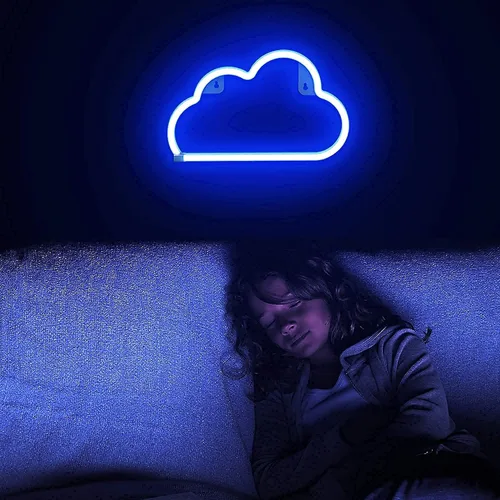 Miniatura 7 de Lumoonosity Letrero de neón de nube, luz de neón de nube azul alimentada por USB con interruptor de encendido/apagado, letrero LED de nube