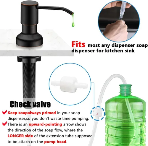 Miniatura 5 de Kit de tubo de extensión dispensador de jabón para fregadero con válvula de retención mejorada, tubo dispensador de jabón debajo del mostrador de 47