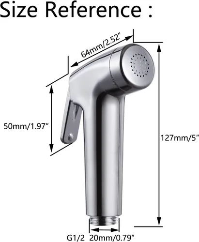 Miniatura 6 de LikeHome Pulverizador de bidé para paño de inodoro pulverizador de pañal Shattaf de mano Bidé Enjuague Spray Cromo (solo pulverizador)