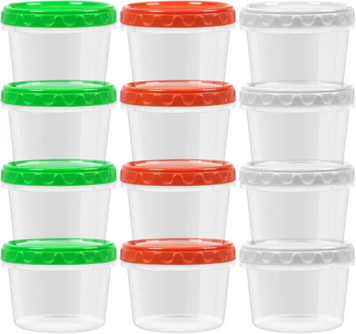 Miniatura 10 de EONJOE Recipientes de plástico de 2 onzas con tapas, recipiente pequeño para aderezo de ensalada para llevar, tazas para salsas y condimentos