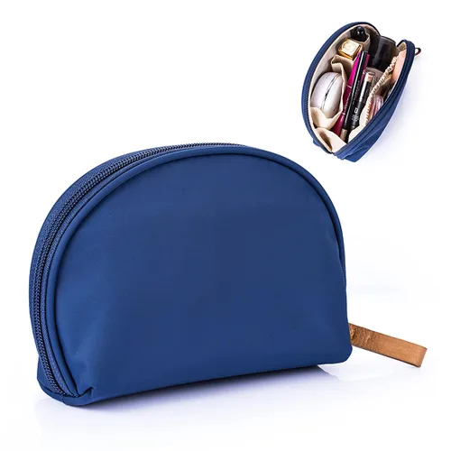Miniatura 23 de Bolsa de cosméticos media luna Hekyip, neceser de maquillaje para viajes, neceser impermeable portátil para niñas y mujeres, pequeña (TODO NEGRO)