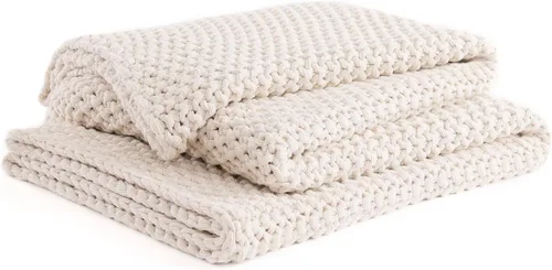 Miniatura 19 de YnM Manta de Punto Grueso de Algodón, Mantas de Punto Trenzado para Cama, Sofá, Sillón, Cómoda y Relajante, Pieza Decorativa para Casa de Campo