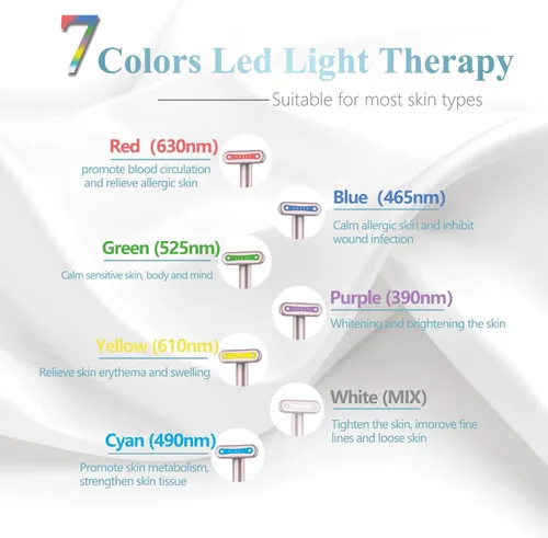 Miniatura 3 de Fxtiaa Varita de cara LED, 7 en 1 terapia de luz LED facial rojo y azul herramienta de rejuvenecimiento