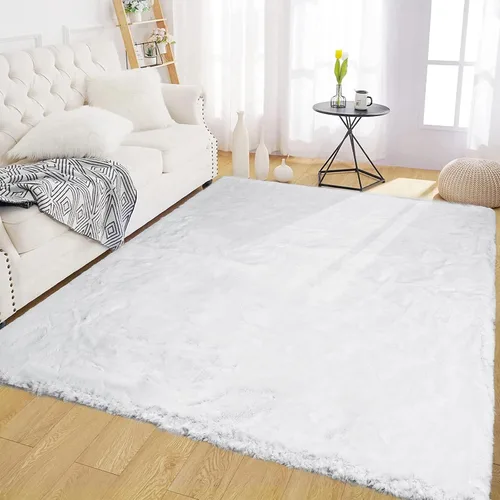 Miniatura 42 de Latepis Alfombra Pequeña Negra Esponjosa 2x3 pies Manta de Piel Sintética de Conejo Alfombra Suave Lavable Alfombras Peludas Shag para Dormitorio