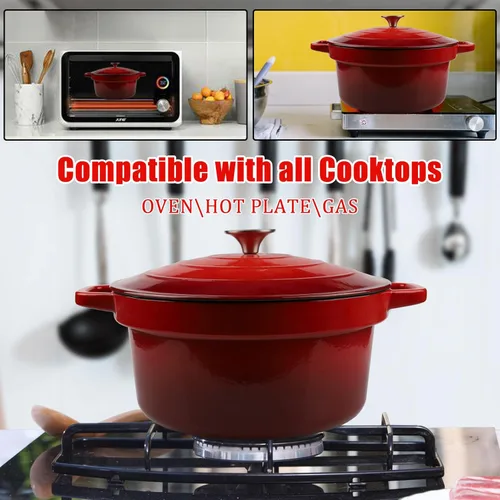 Miniatura 2 de CUKOR Olla de horno holandés de 7 cuartos de galón con tapa, hornos holandeses de cerámica para hornear pan de masa madre, olla de hierro fundido
