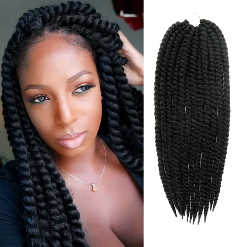 Miniatura 36 de Trenzas de ganchillo de pelo sintético auténtico doble Jumbo Senegalese Twist 12" (30)