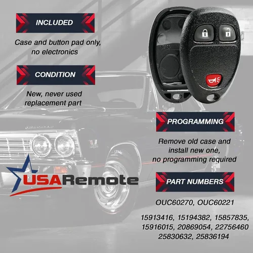 Miniatura 3 de Funda y almohadilla para llavero con control remoto de entrada sin llave, compatible con Buick/Chevy Avalanche Equinox Express Silverado G-420-case