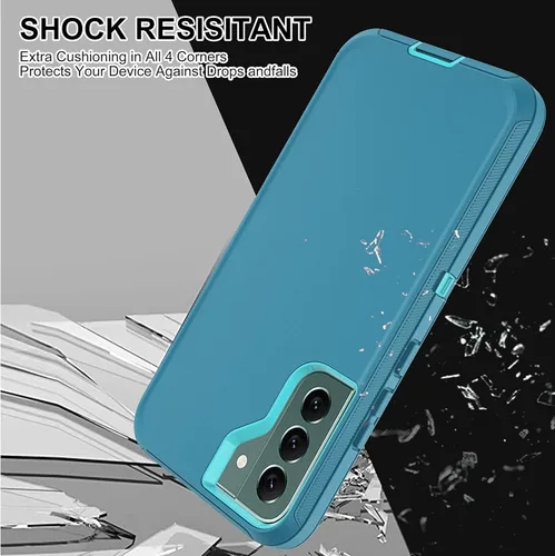 Miniatura 6 de Funda para Samsung Galaxy S22 Plus con protector de pantalla de TPU flexible autorreparable [2 unidades], 3 en 1, carcasa de cuerpo completo a Azul